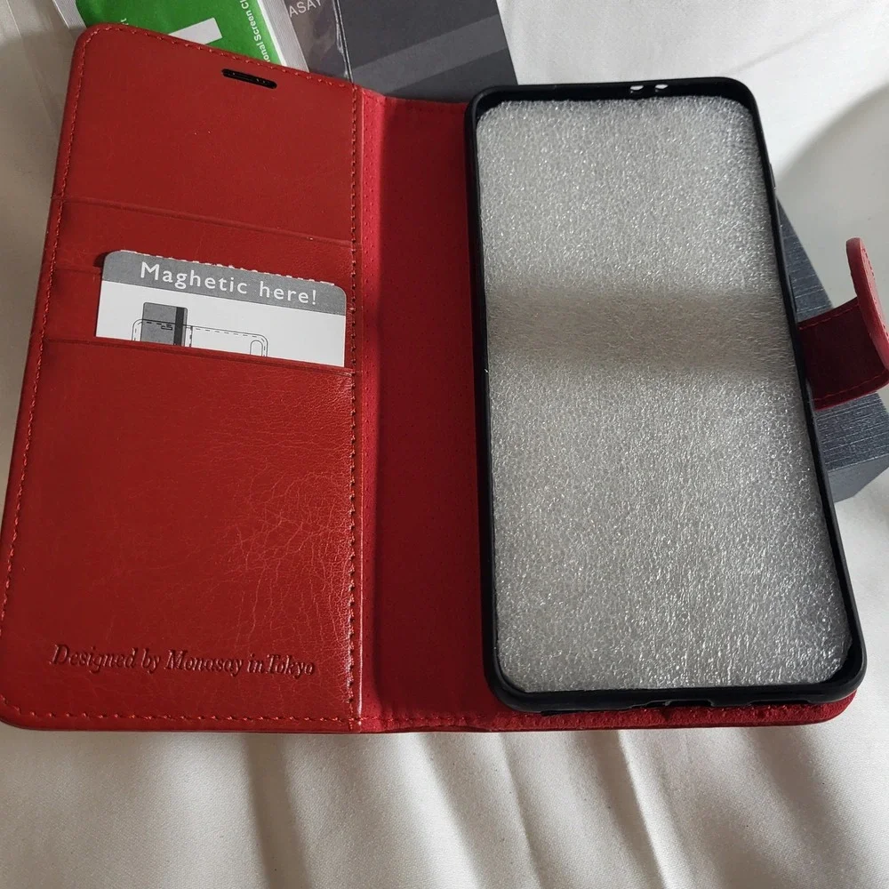 Monasay Red Wallet Case for Samsung Galaxy S21 with Card Holder Magnetic Closure